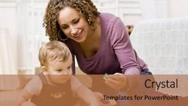  Presentation with colour blocking building blocks - Slides enhanced with mother playing with alphabet blocks background and a coral colored foreground
