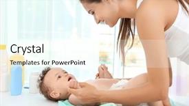  Presentation with mother baby and nurse - PPT layouts enhanced with mother playing with cute baby background and a cool aqua colored foreground