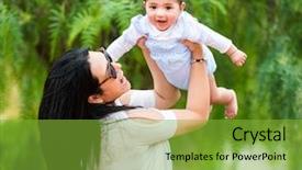  Presentation with mother feeding baby breast milk - Audience pleasing presentation design consisting of mother playing with her baby backdrop and a  colored foreground