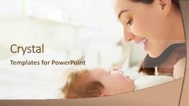  Presentation with happy baby - Presentation design with mother playing with her baby background and a sky blue colored foreground