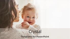  Presentation with happy baby - Amazing PPT theme having mother playing with her baby backdrop and a soft green colored foreground