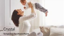  Presentation with happy baby - Amazing slide set having mother playing with her baby backdrop and a mint green colored foreground