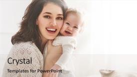  Presentation with happy baby - Slide deck featuring mother playing with her baby background and a soft green colored foreground