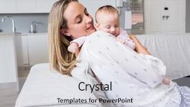  Presentation with mother baby - Amazing PPT layouts having mother-playing-with-her-baby backdrop and a light gray colored foreground