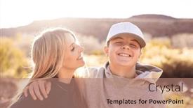  Presentation with children playing - Slides with mother-playing-with-her-cute and a coral colored foreground