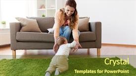  Presentation with holy family the child jesus - Beautiful slide deck featuring mother playing with little baby backdrop and a tawny brown colored foreground