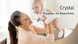  Presentation with motherhood - Colorful PPT layouts enhanced with mother playing with little baby backdrop and a sky blue colored foreground