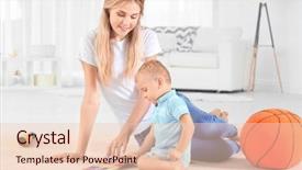  Presentation with xylophone - PPT theme consisting of mother playing with toy xylophone background and a lemonade colored foreground