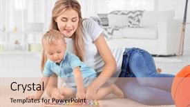  Presentation with xylophone - Slide deck with mother playing with toy xylophone background and a lemonade colored foreground