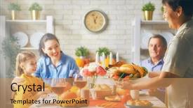  Presentation with feast - Presentation theme with mother prayer - happy thanksgiving day autumn feast background and a  colored foreground