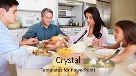  Presentation with saying - Slide set having mother praying - family sitting around table saying background and a coral colored foreground