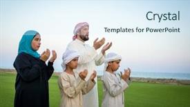  Presentation with vacation - Slides enhanced with mother praying - summer vacation background and a sky blue colored foreground