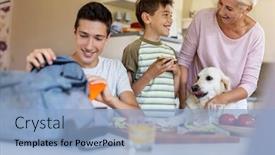  Presentation with healthy school lunch - Beautiful PPT theme featuring mother-preparing-healthy-lunch-boxes backdrop and a light blue colored foreground