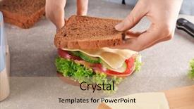  Presentation with school lunch - PPT layouts enhanced with mother preparing sandwich for school background and a coral colored foreground