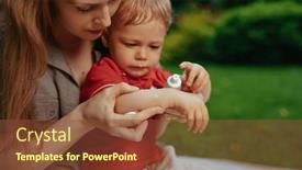  Presentation with mother baby - Theme with mother-puts-cream-on-baby background and a tawny brown colored foreground