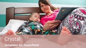  Presentation with children story book - Theme consisting of mother-reading-bed-time-story background and a coral colored foreground