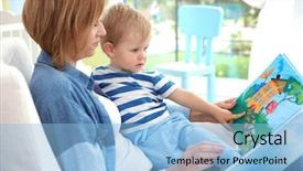  Presentation with baby book - Beautiful PPT theme featuring mother reading book to her backdrop and a light blue colored foreground