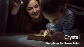  Presentation with book covers - PPT layouts with mother reading fairy tales book background and a  colored foreground