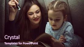  Presentation with fairy tales - Audience pleasing slides consisting of mother reading fairy tales book backdrop and a wine colored foreground