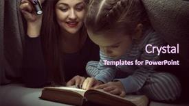  Presentation with fairy tales - PPT layouts consisting of mother reading fairy tales book background and a wine colored foreground