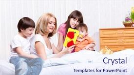  Presentation with greeting card - Cool new presentation theme with mother reading greeting card made backdrop and a sky blue colored foreground