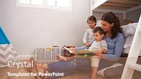  Presentation with children story - Amazing presentation having mother-reading-story-to-children backdrop and a coral colored foreground