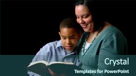  Presentation with reading bible - Colorful PPT theme enhanced with mother reading the bible backdrop and a ocean colored foreground