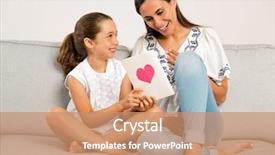  Presentation with mother nursing care - Beautiful PPT theme featuring mother receiving a greeting card backdrop and a coral colored foreground