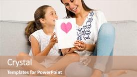  Presentation with mother nursing care - Audience pleasing slide set consisting of mother receiving a greeting card backdrop and a  colored foreground