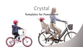 Presentation with bicycle - Beautiful slide deck featuring mother-riding-a-bicycle backdrop and a white colored foreground