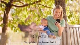  Presentation with baby tree - Amazing presentation theme having mother-sitting-on-park-bench backdrop and a coral colored foreground