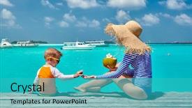  Presentation with medical evaluation of 5 years old boy - Amazing presentation having mother sitting on wooden jetty backdrop and a teal colored foreground