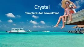  Presentation with medical evaluation of 5 years old boy - Beautiful slide set featuring mother sitting on wooden jetty backdrop and a ocean colored foreground