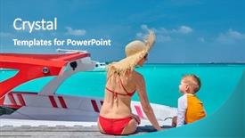  Presentation with medical evaluation of 5 years old boy - Colorful presentation enhanced with mother sitting on wooden jetty backdrop and a teal colored foreground