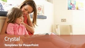  Presentation with story - Cool new presentation theme with mother sitting with son reading backdrop and a red colored foreground