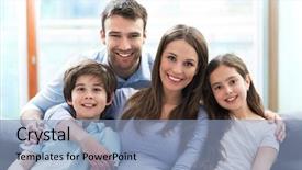  Presentation with family - Slides with mother son - happy family at home background and a light blue colored foreground