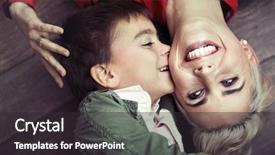  Presentation with kissing booth - Presentation theme enhanced with mother son - young boy kissing her mum background and a dark gray colored foreground