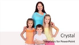  Presentation with study children village - Colorful PPT layouts enhanced with mother standing with her three backdrop and a  colored foreground