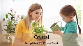  Presentation with taking care of children and parent - Cool new presentation with mother taking care of plant backdrop and a coral colored foreground