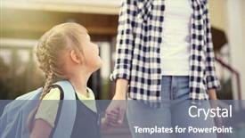  Presentation with daughter - Amazing slides having mother taking daughter to school backdrop and a gray colored foreground