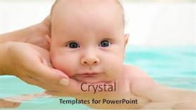  Presentation with newborn baby - Presentation theme featuring mother-teaches-a-newborn-baby background and a coral colored foreground