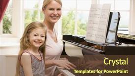  Presentation with teaching the brain in mind - Cool new PPT theme with mother teaching daughter to play backdrop and a tawny brown colored foreground