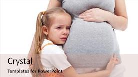  Presentation with pregnancy - Presentation theme enhanced with mother tears - spoiled little girl not happy background and a soft green colored foreground