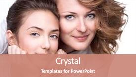  Presentation with portrait happy family smiling - Cool new PPT layouts with mother and teen daughter close backdrop and a coral colored foreground