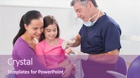  Presentation with pediatric dentist - Theme consisting of mother the model in dental background and a violet colored foreground