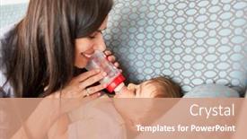  Presentation with milk baby - Slide deck consisting of mother-thoughtfully-feed-her-baby background and a coral colored foreground