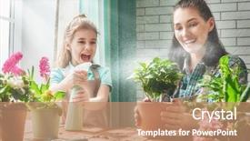  Presentation with mother child - Audience pleasing presentation theme consisting of mother to care for plants backdrop and a coral colored foreground