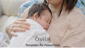  Presentation with mother baby - PPT theme having mother-touch-on-her-baby background and a mint green colored foreground