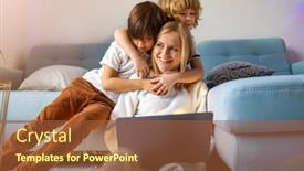  Presentation with kids - Beautiful theme featuring mother-trying-to-work backdrop and a red colored foreground