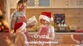  Presentation with cookies christmas - Slide deck with mother two daughters one son - family time- making christmas cookies background and a coral colored foreground